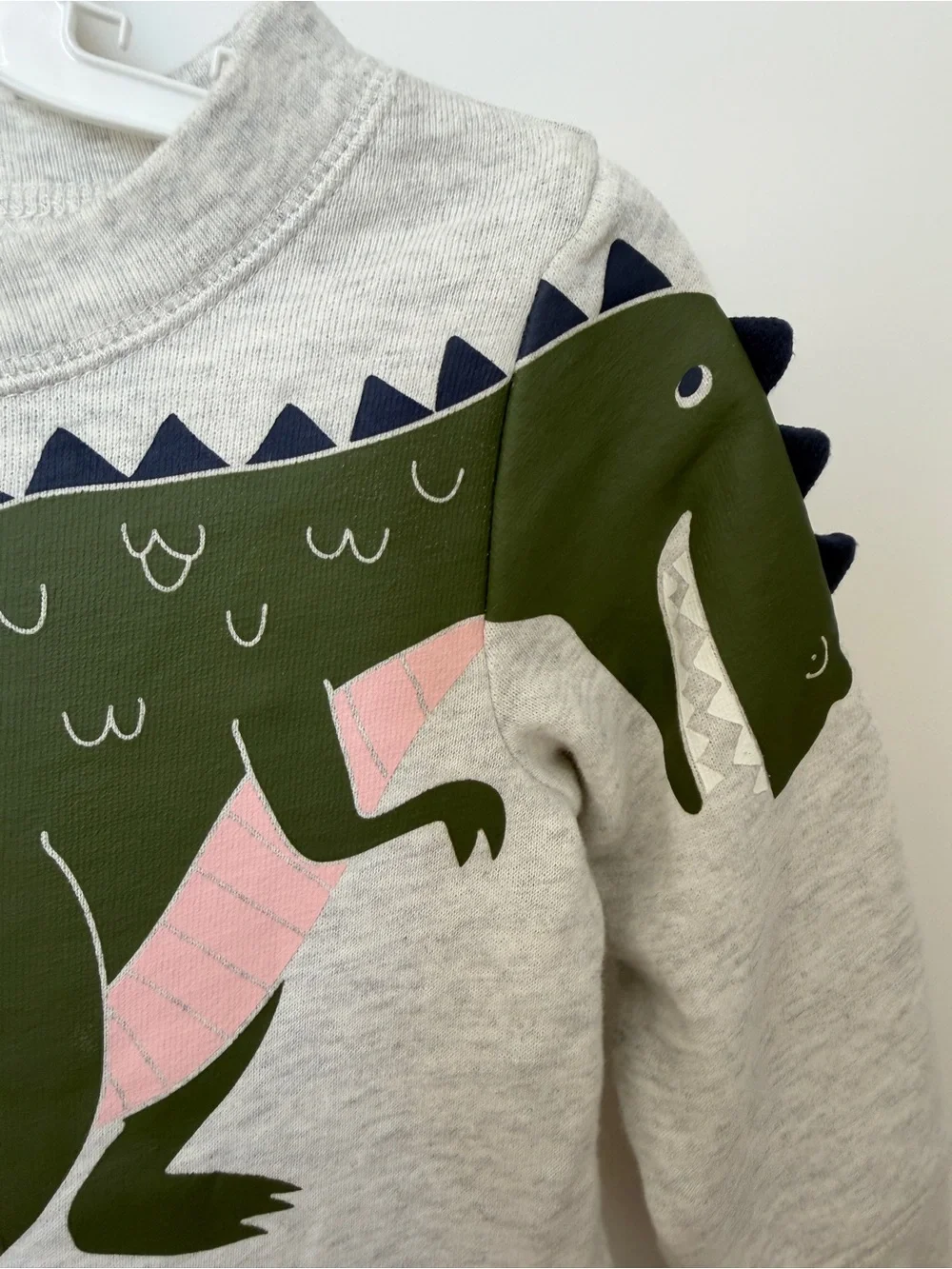 Carter's Heather Gray Sweatshirt with Green & Pink Dinosaur Graphic